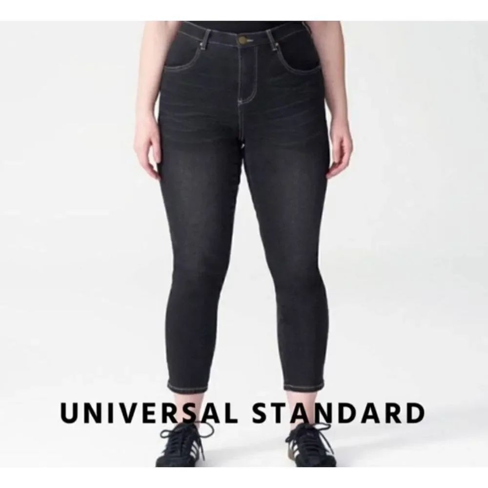 Universal Standard Seine High Rise Skinny Jeans 27 Inch faded black Size 16